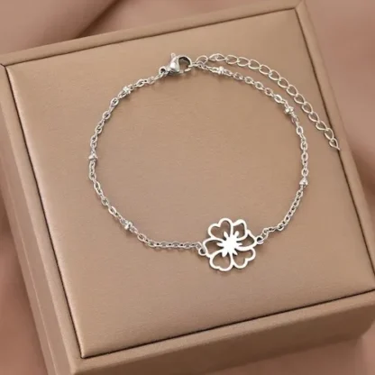 bracelet acier inoxydable avec fleur