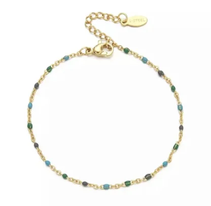 bracelet chaine perlee turquoise