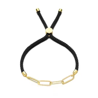 bracelet en cordon avec chaine grosse maille
