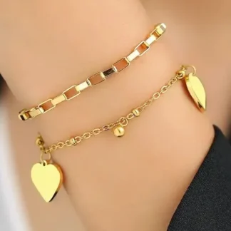 bracelet pour femme double rang avec coeur