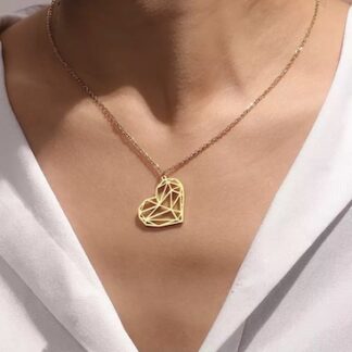 collier pour femme avec pendentif origami en forme de coeur