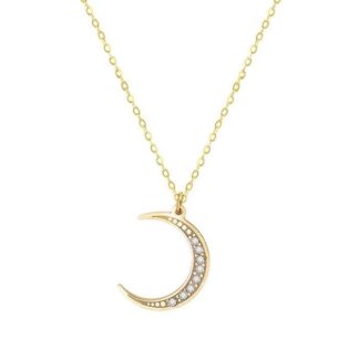 collier pendentif en forme de lune avec strass