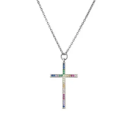 collier pendentif croix zircon