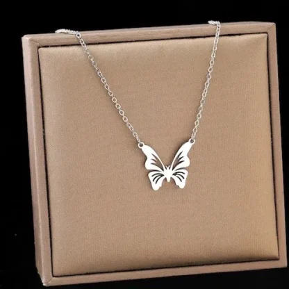 collier pendentif papillon acier inoxydable: bijoux femme mode