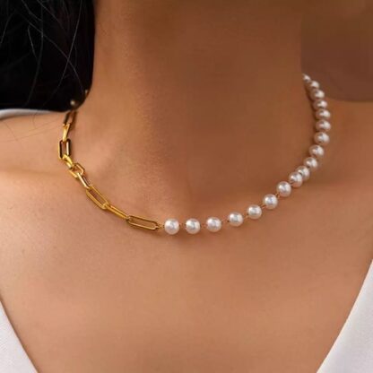 collier ras du cou chaine perles design original
