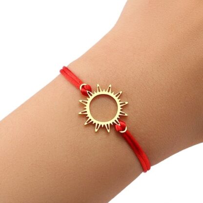 bracelet cordon femme avec soleil en acier inoxydable