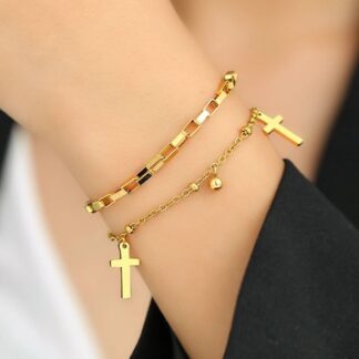 bracelet croix femme original en acier inoxydable