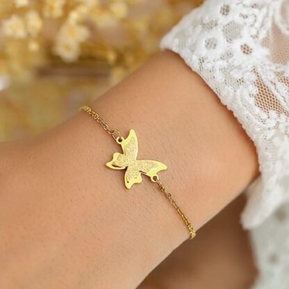 bracelet pour femme avec papillon en acier inoxydable