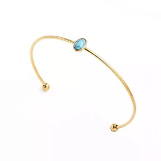 bracelet jonc petite turquoise pour femme en acier inoxydable dore
