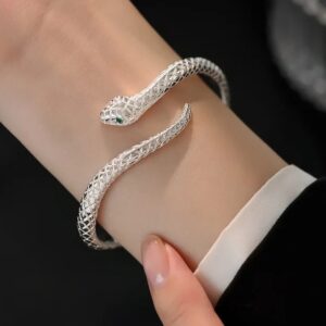 bracelet jonc serpent argent