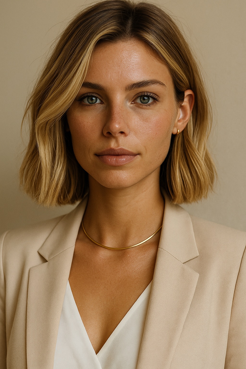 femme avec collier ras du cou doré